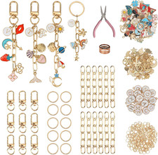 223Pcs Keychain Making Kit Bag Charm Kit 86 Charms 10 Keychain Clips with Key Ri