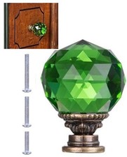 vtg green victorian diamond cut round glass d...