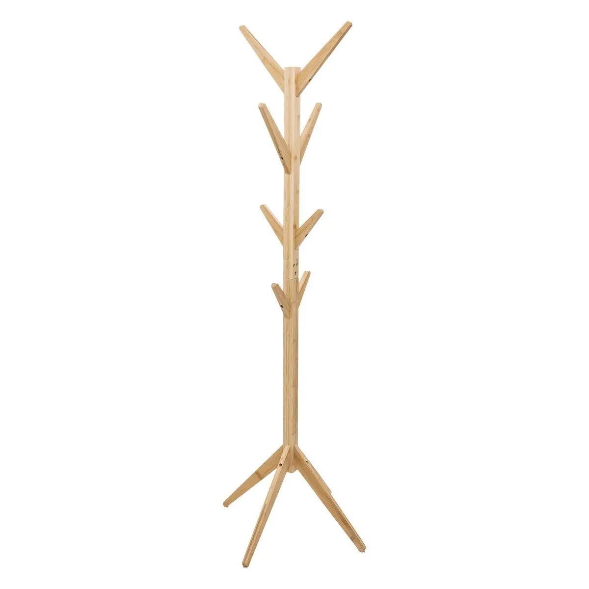 Porte-manteau bambou 178cm sur pied vestiaire entrée arbre bois naturel suspendre vêtements