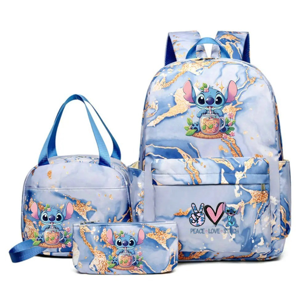 3PCS Lilo Stitch Backpack Set Kids School Bag with Lunch Bag