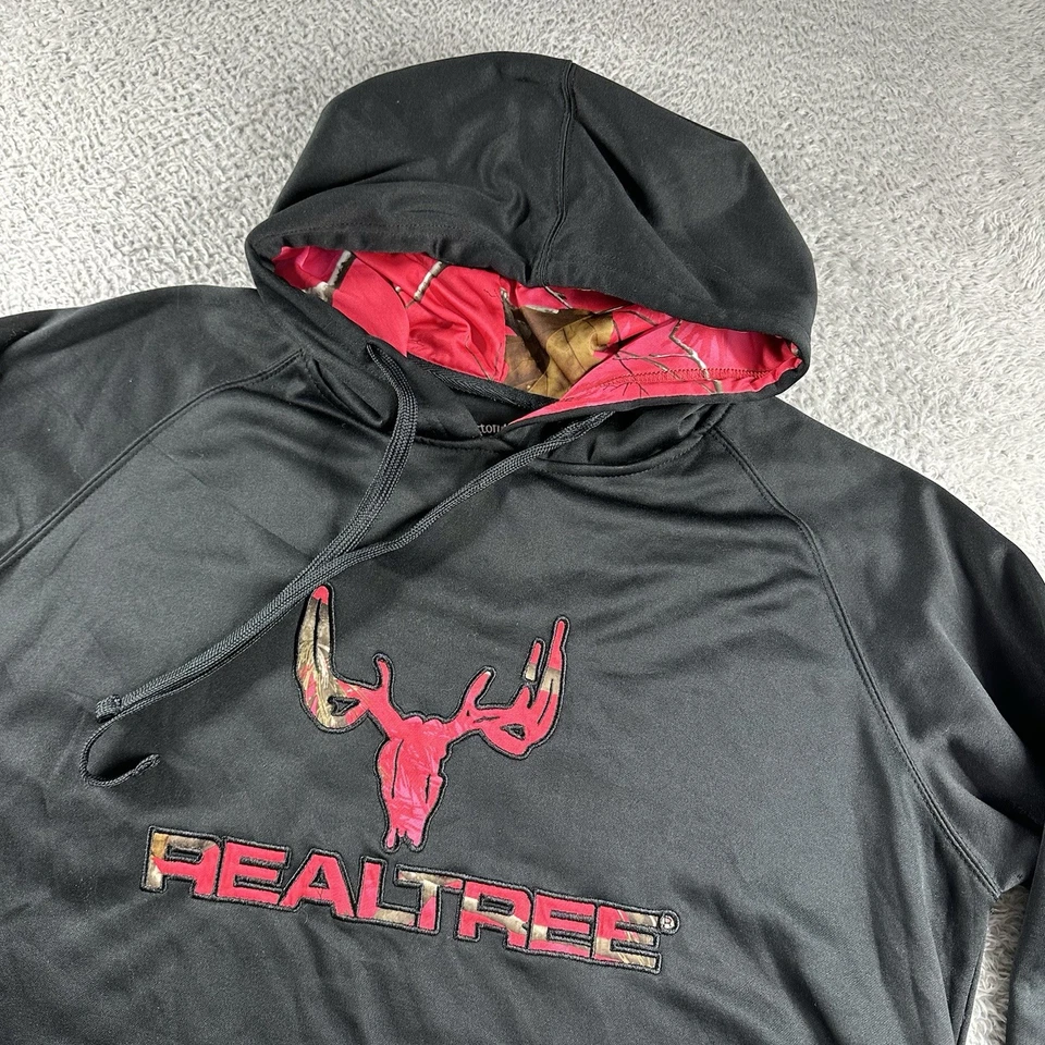 Sudadera con capucha Real Tree para mujer XL negra rosa camuflada al aire libre caza camping Foto 3 de 4