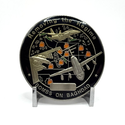 CHALLENGE COIN - Bombs On Baghdad Iraq ''First Strike'' 2003 F-15E F-117 Nighthawk