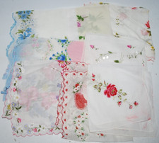 Beautiful Classy Vintage Lot Of 10 Handkerchiefs Floral Sheer Embroidery