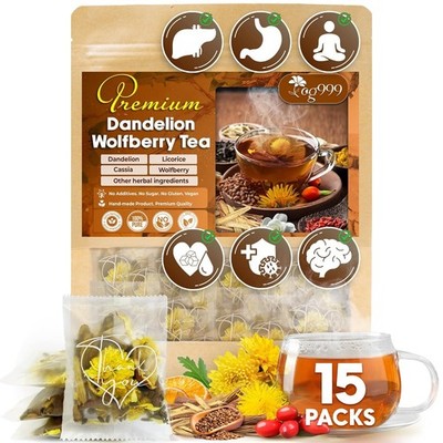 TOG999, Organic Dandelion Wolfberry Tea, 9 Herbal Ingredients Traditional Recipe