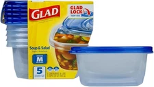 Soup & Salad Food Storage Containers Medium Rectangle Holds 24 Oz. Food 5-Count