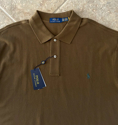 Polo Ralph Lauren Classic Fit Mesh Polo Shirt 2XB Brown w/Blue