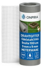 Drahtgitter V4A Edelstahl 9x9mm Meterware Trittfest Maulwurfschutz Breite 100 cm