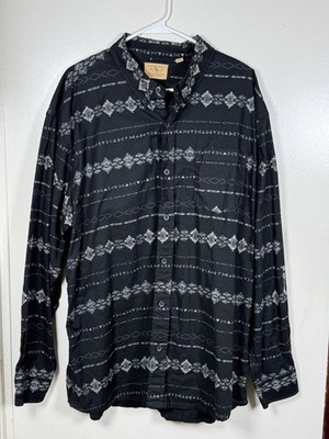 RedHead Ranch Men's 2XL Western Workwear Aztec Tribal Long Sleeve Shirt Black
