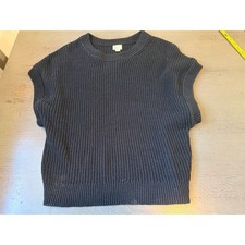 A New Day Womens Navy Black Ribbed Shaker Knit Sleeveless Sweater Vest Medium