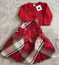 Janie  Jack Silk Holiday Dress Special occasion  Matching Sweater 6-12 M- NWT