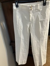 Chico's White Crop Pants Women's US 2 Flat Front Straight Twill Stretch