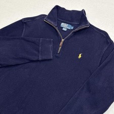 Polo Ralph Lauren 1/4 Zip Pullover Mens L Navy Sweater Pony Cotton Casual