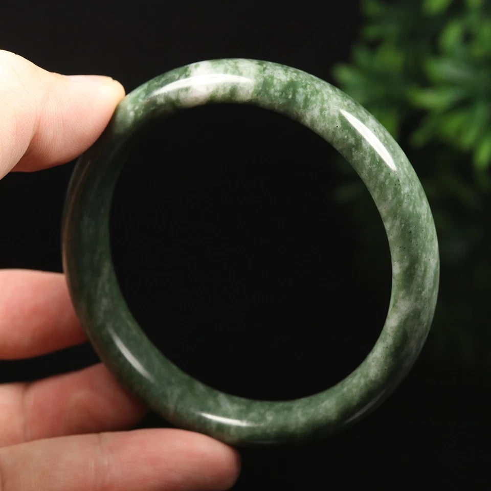 61mm Grade A 100% Natural Green Jade Bangle Bracelet Chinese Guizhou Jade V0888 - Image 2 of 4
