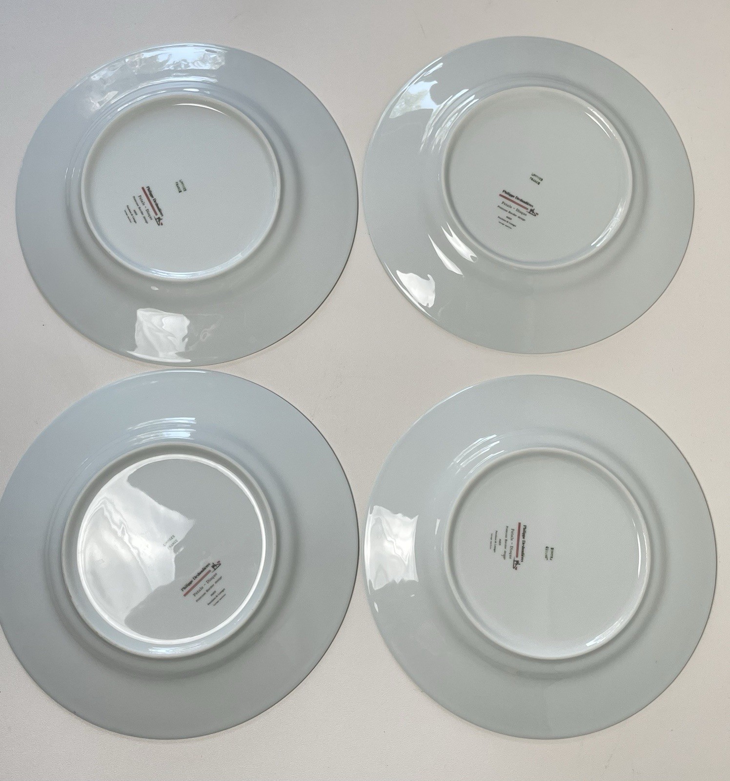 Limoges Philippe Deshoulieres 4 10” Dinner Plates Primrose Pink Green TrimFrance