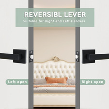 Passage Door Levers, 3 Pack Black Heavy-Duty Keyless Door Handles, Square Non...