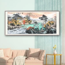 Chinese landscape painting office decorative frameless hand-drawn Eastern Art