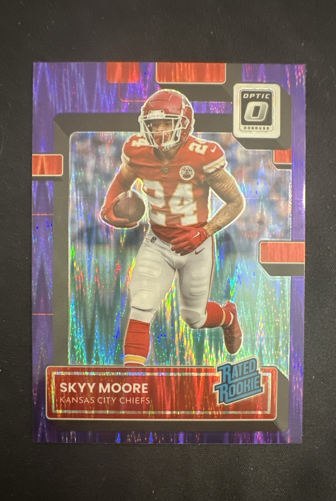 2022 Panini Donruss Optic - Rated Rookie Skyy Moore #224 Purple Shock Prizm (RC)
