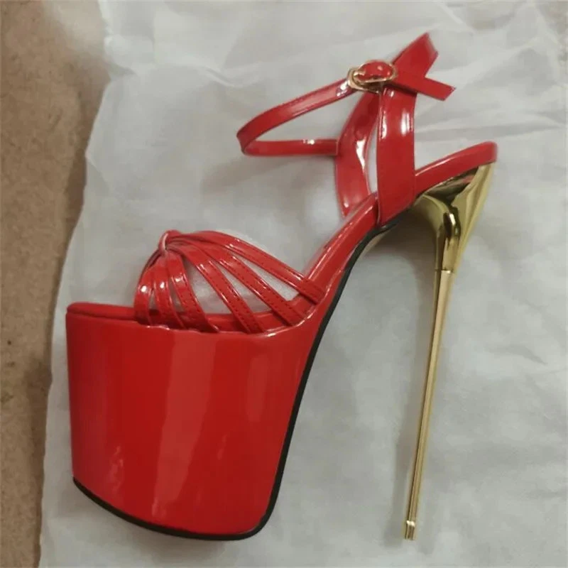 Women 22cm Metal Super Thin High Heels Platform Sandals Stilettos Sexy Pumps - Image 4 of 4