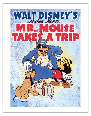 Mr. Mouse Takes a Trip with Mickey Mouse & Pluto - Vintage Movie Poster 1940