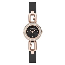 FURLA ARCO CHAIN ​​Black Dial Stainless Steel Quartz 25mm Watch for Women, WW000