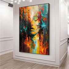 Hand Painted Oil Painting On Canvas 3D Abstract Orange City Colorful Modern