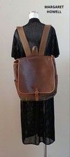 Margaret Howell Idea Rucksack Bag Logo Embossed Leather Brown Women Rare Model L