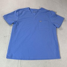 FIGS Shirt Mens XL Blue V Neck Technical Collection Scrub Pocket Tee Top