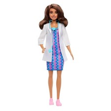 Careers Doctor Fashion Doll Wearing Removable Look with White Coat, Dress 