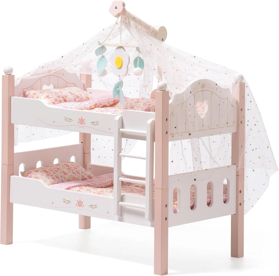 Robud Puppenmöbel Etagenbett aus Holz stapelbar für 18 Zoll Baby Puppen - Bild 3 von 4