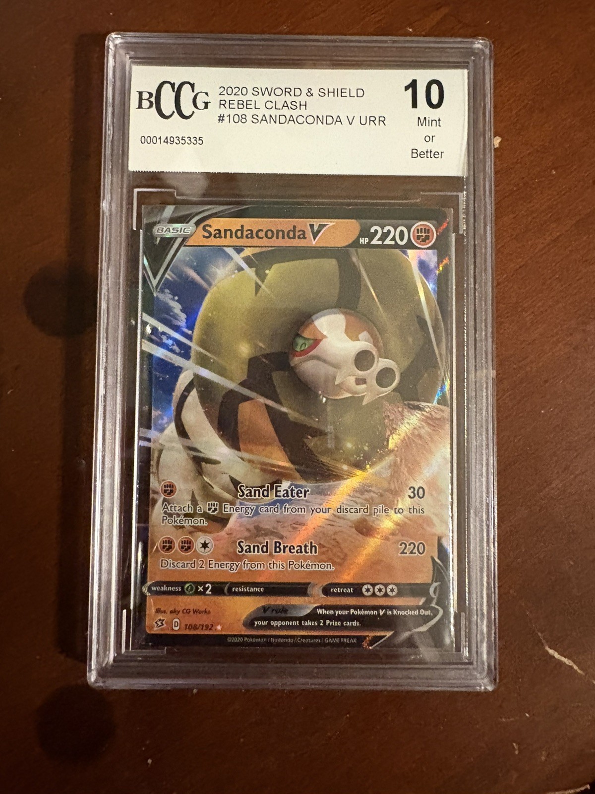 Sandaconda V 108/192 Swsh02: Rebel Clash Holo graded mint 10 pokemon card ENG