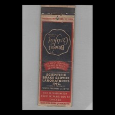 Matchbook Cover Cardinal Scientific Brake Service Laboratories Chicago, IL