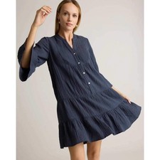 New Quince 100% Organic Cotton Coastal Dress Medium. Adorable flare, bell sleeve