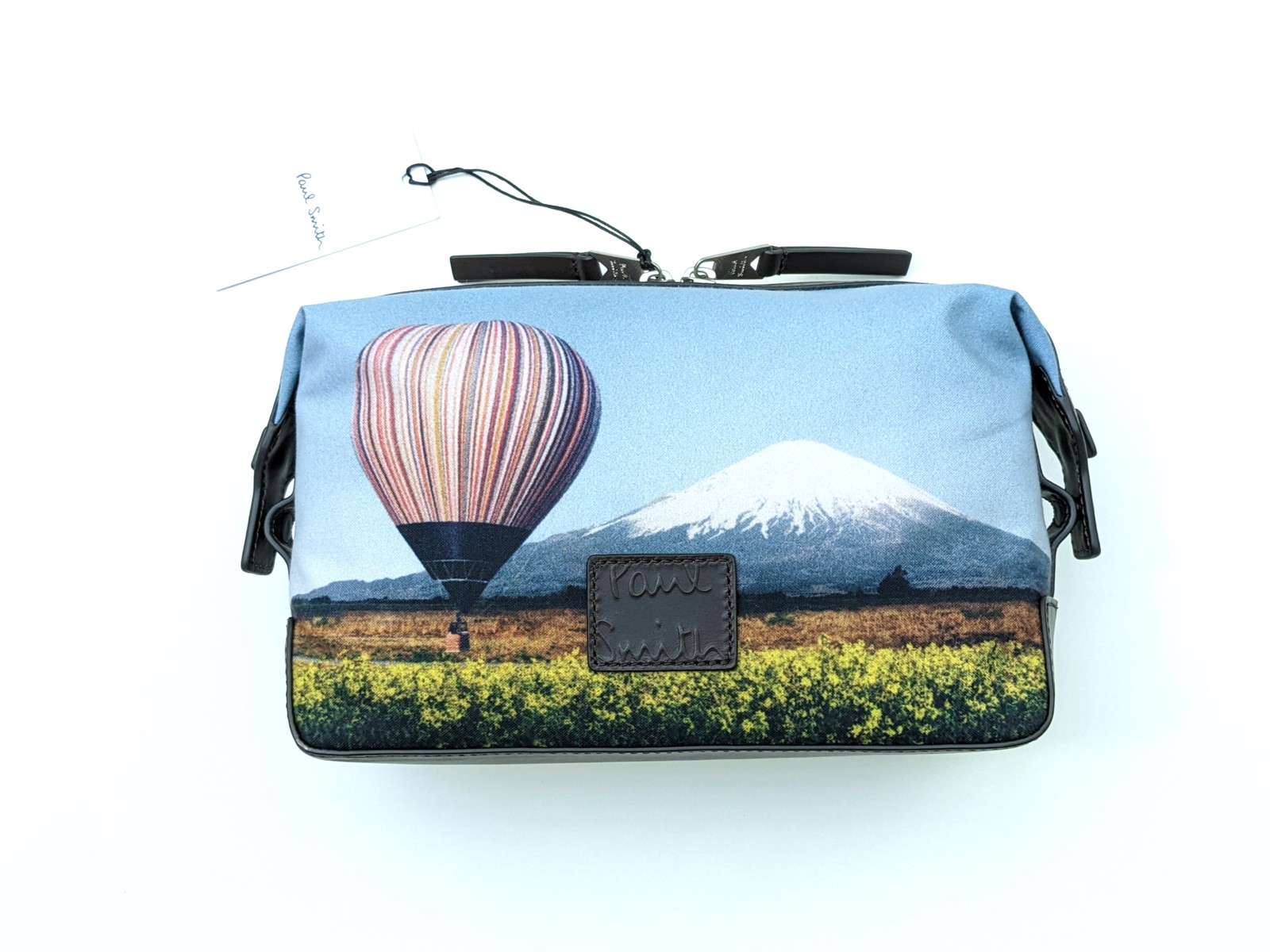 Paul Smith Signature Stripe Balloon Mount Fuji Wash Bag Leather Trim BNWT | £200