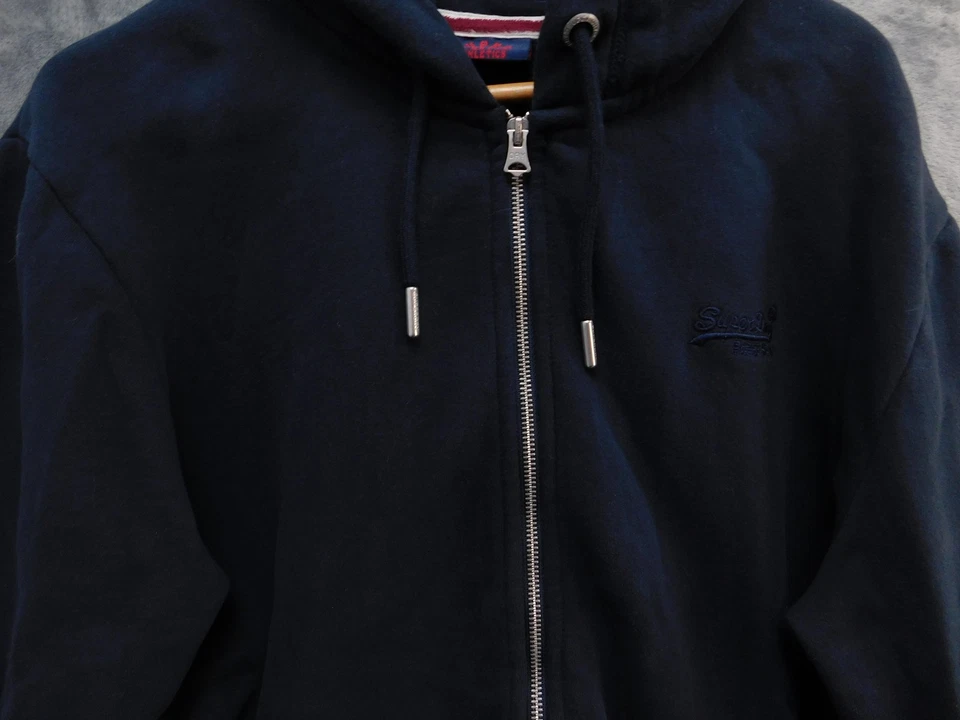 Superdry Sudadera con Capucha Athletics Para Hombre 2XL Azul Marino Cremallera Completa Forrada de Vellón M2013116A Foto 3 de 4