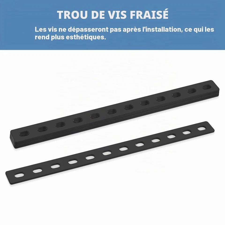 Plaques d'assemblage perforées métal 6 pièces 12 trous 307 x 24 mm - Photo 4/4