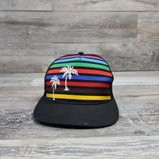 Tropical Rainbow Trucker Palm Tree Cap Hat Youth Kid Adjustable SnapBack Trucker