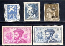 France Année 1934 complète du 294 au 298 Neuf avec première charnière Luxe