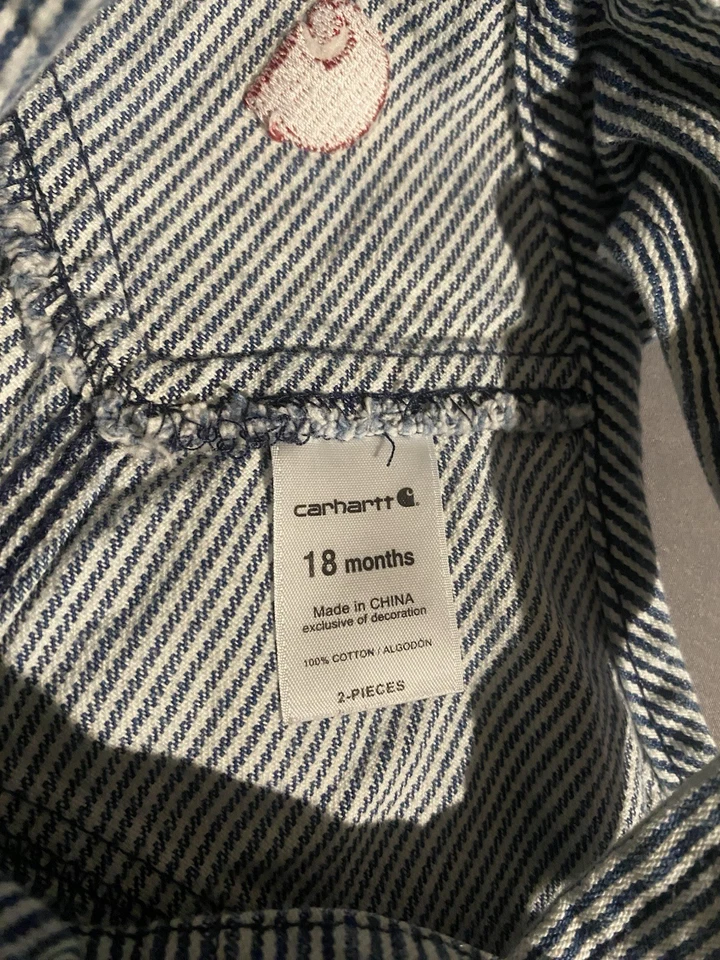 Mono conductor tren ingeniero a rayas Carhartt Hickory Pin talla 18mo Foto 4 de 4