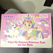 Fedio Light Up Unicorn Princess Cape Set Pretend Play Costume for Girls Ages 3 
