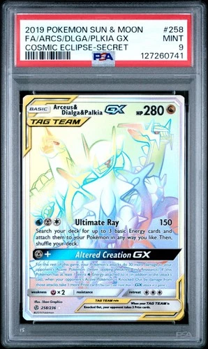 2019 Pokemon Sun & Moon Arceus Dialga Palkia Cosmic Eclipse Secret #258 🔥PSA 9