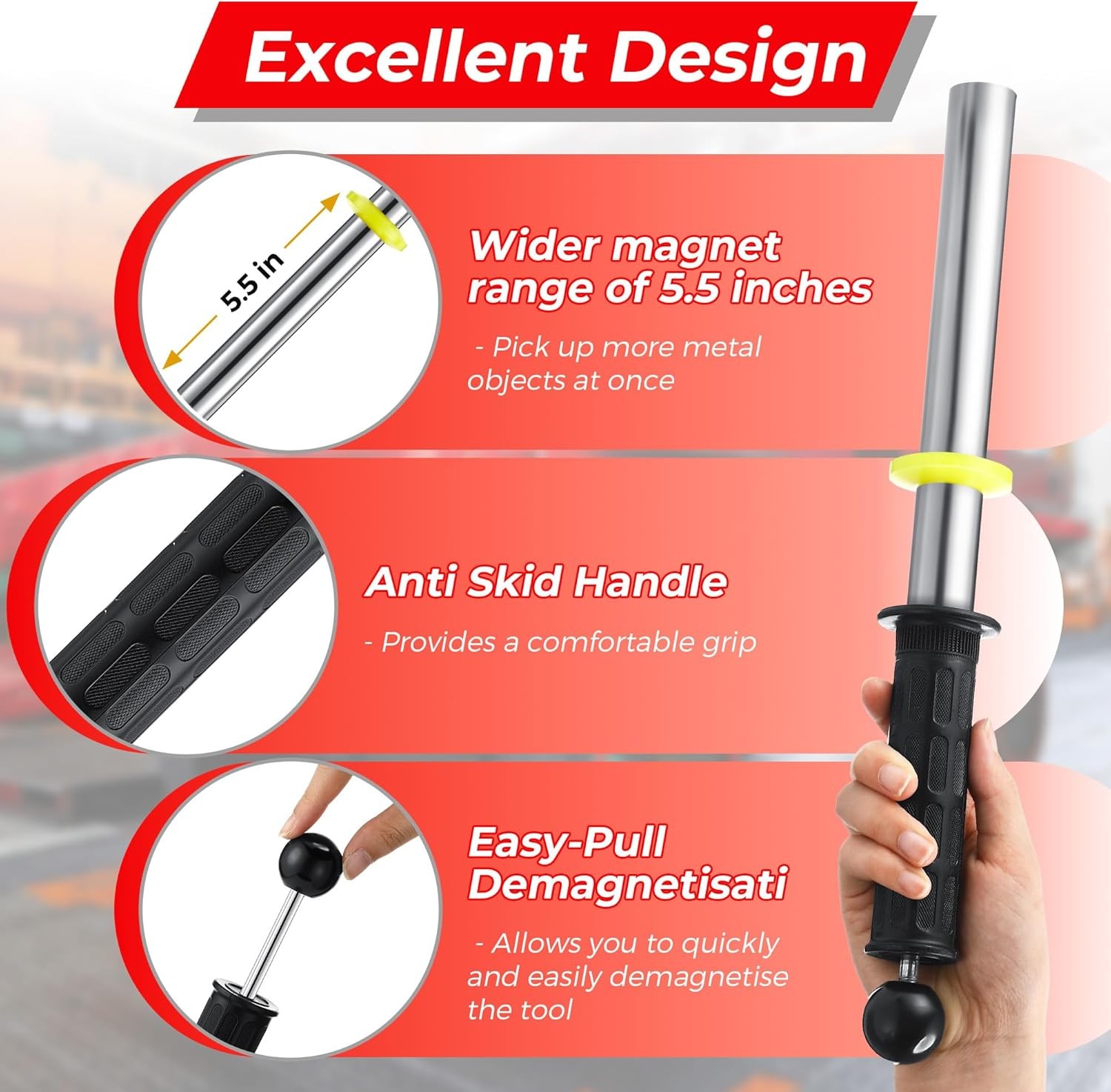 Magnetic Pickup Tool, Magnet Wand with Release Handle, Magnetic Chip Collector