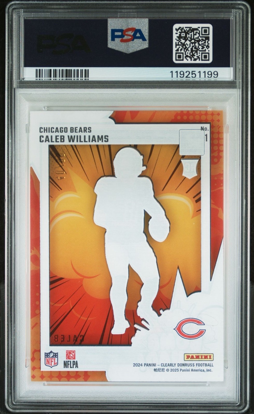 💥PSA 9 MINT 2024 Clearly Donruss CALEB WILLIAMS (RC) Bomb Squad RED /99 Bears💥 view 4