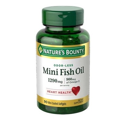Nature's Bounty Mini Fish Oil Softgels, Burpless Fish Oil Omega 3 Supplements,