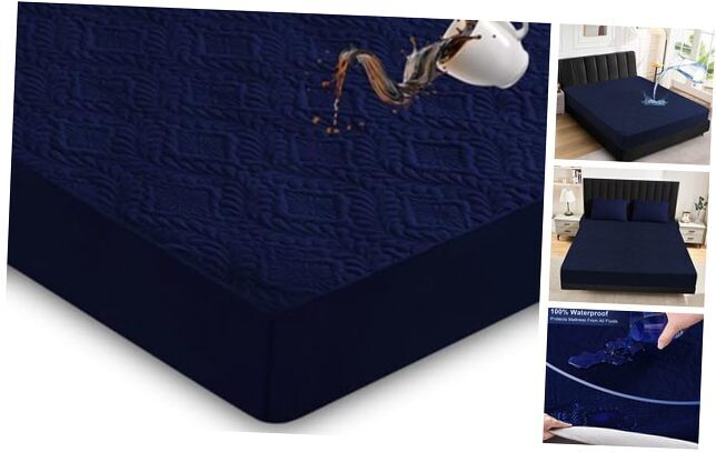Waterproof Mattress Protector,Quilted Fitted Waterproof Full Navy Blue 3d Air