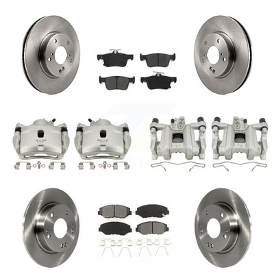 Disc Brake Caliper Rotor Semi-Metallic Pad Front Rear Kit (10Pc) For Honda Civic