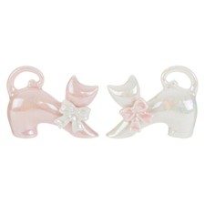 1 PZ Gattino in porcellana rosa bianco 8x3xh.6 cm 2 ass bomboniera idea regalo  