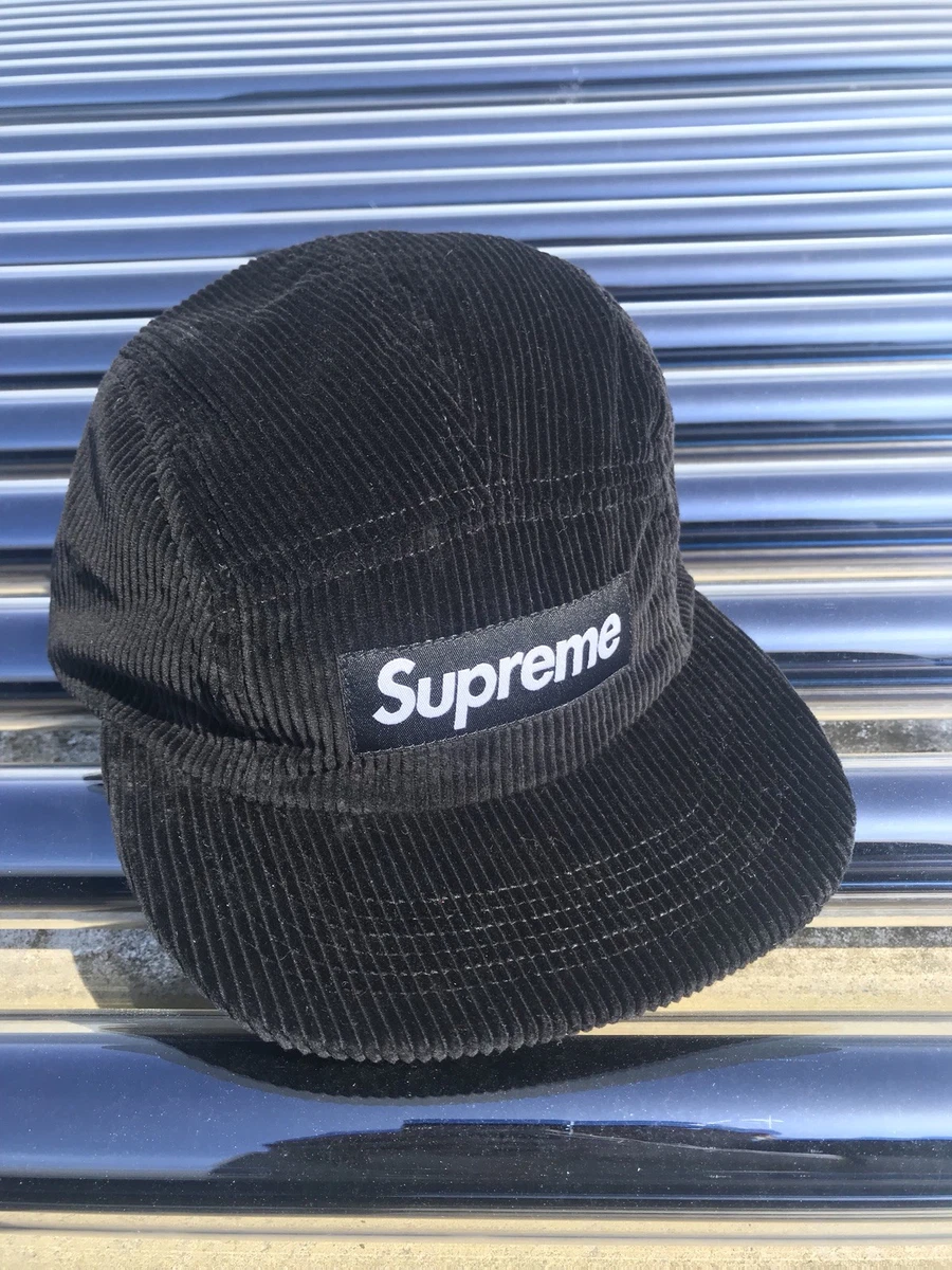 SUPREME CORDUROY CAMP CAP - BLACK - OS - S/S 2018 - 100% AUTHENTIC