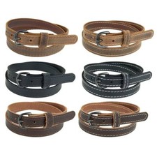Buffalo Leather Belt for Jeans 1" wide Matte Black Finish Buckle