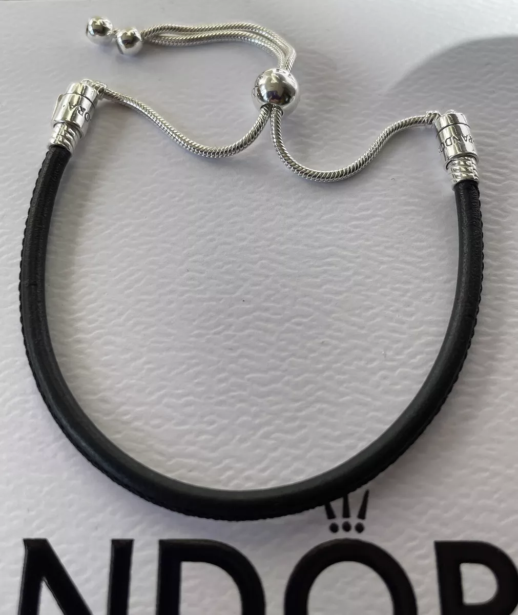 Pandora black leather slider bracelet with set charms Super sale Womens  Fashion Jewelry  Organizers Bracelets on Carousell