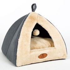 New Grey High Quality Pet Dog Cat Tent House Bed with Ball Kitty Puppy S,M